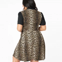Shop Sour+Plus SMAK PARLOUR LEOPARD & BLACK EMPOWER HOUR FIT & FLARE DRESS