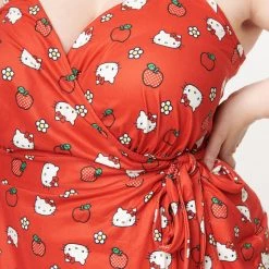 UNIQUE VINTAGE X HELLO KITTY RED APPLE LOTTIE WRAP ROMPER Ghouls Just Wanna Have Sun