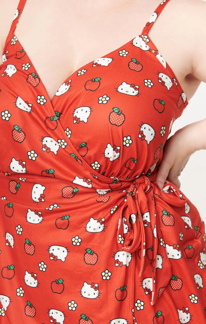 UNIQUE VINTAGE X HELLO KITTY RED APPLE LOTTIE WRAP ROMPER Ghouls Just Wanna Have Sun