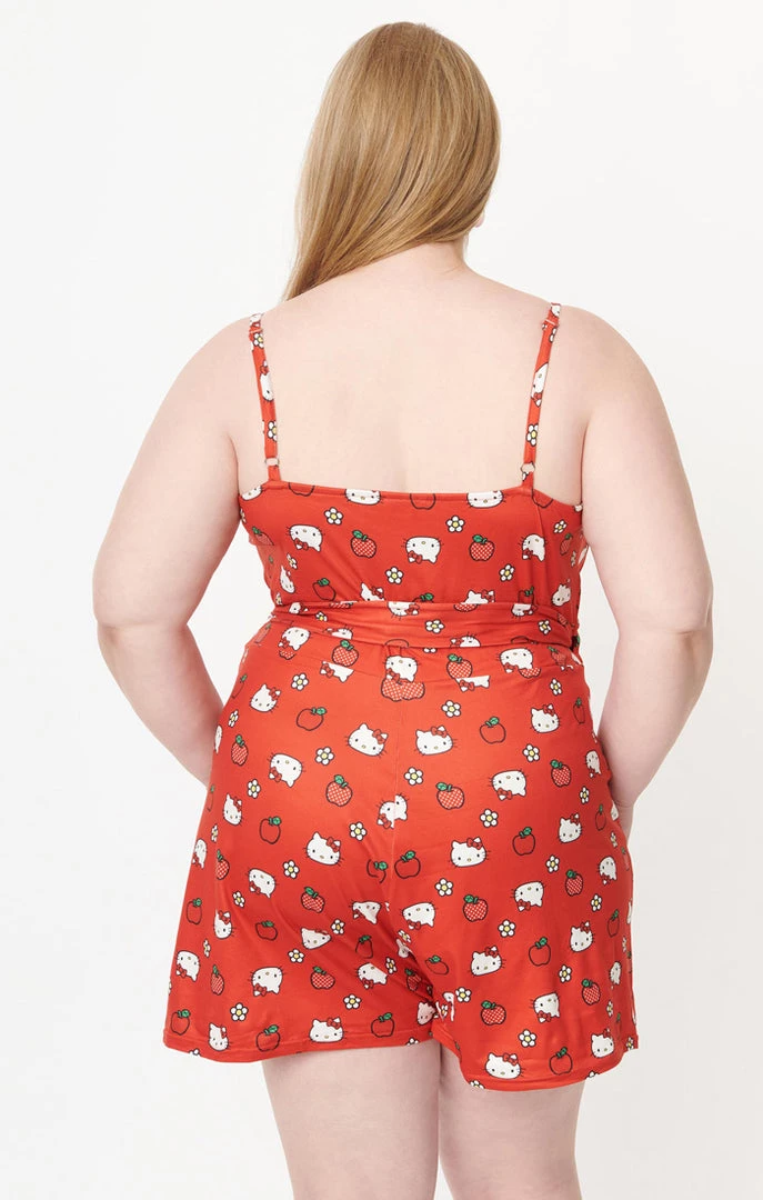 UNIQUE VINTAGE X HELLO KITTY RED APPLE LOTTIE WRAP ROMPER Ghouls Just Wanna Have Sun