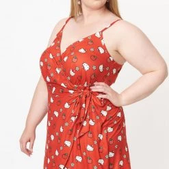 UNIQUE VINTAGE X HELLO KITTY RED APPLE LOTTIE WRAP ROMPER Ghouls Just Wanna Have Sun