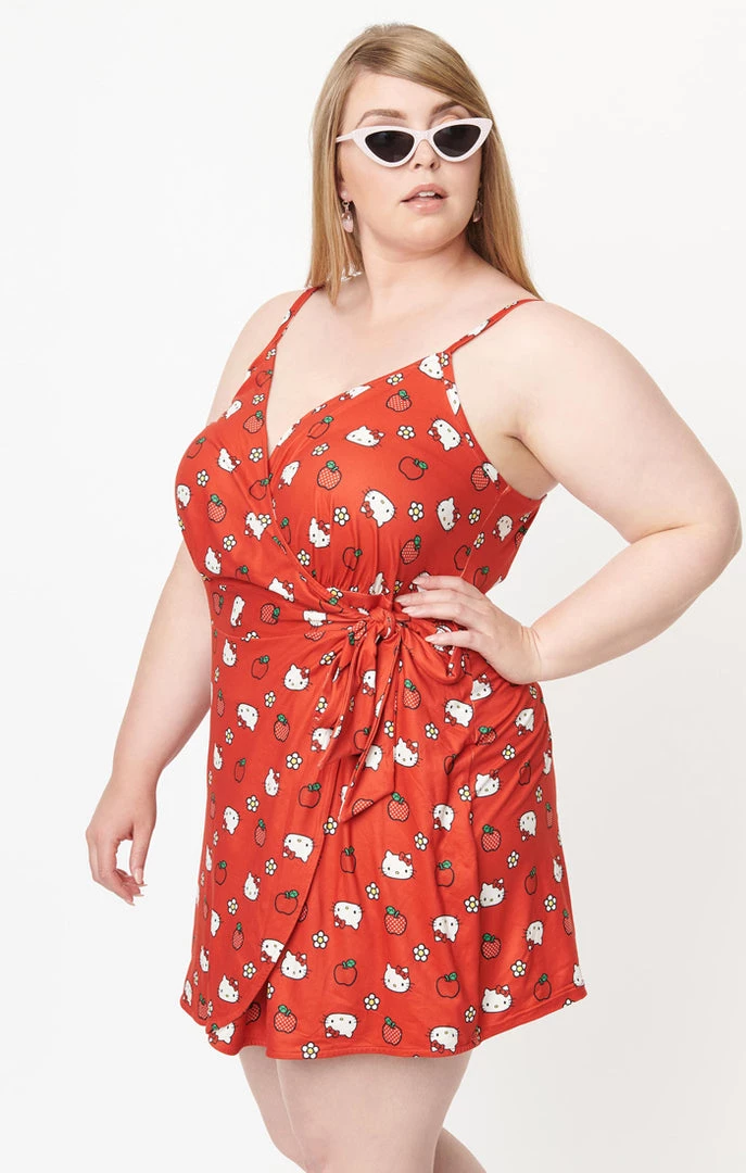 UNIQUE VINTAGE X HELLO KITTY RED APPLE LOTTIE WRAP ROMPER Ghouls Just Wanna Have Sun