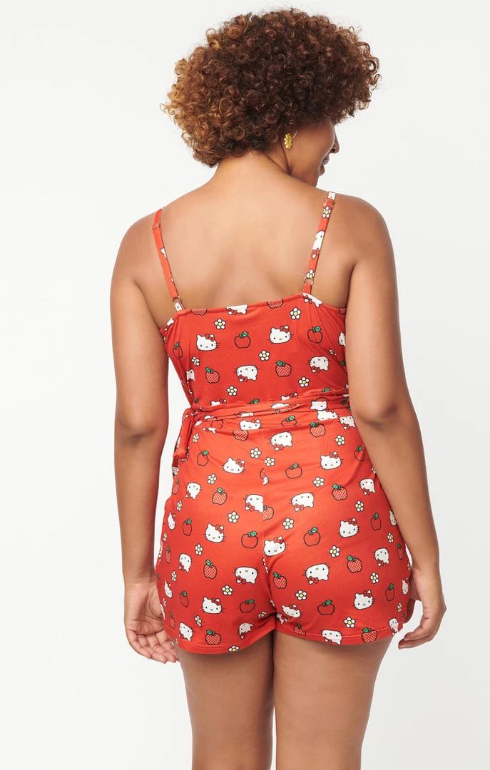 UNIQUE VINTAGE X HELLO KITTY RED APPLE LOTTIE WRAP ROMPER Ghouls Just Wanna Have Sun