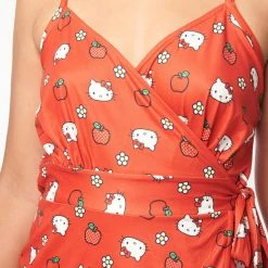 UNIQUE VINTAGE X HELLO KITTY RED APPLE LOTTIE WRAP ROMPER Ghouls Just Wanna Have Sun