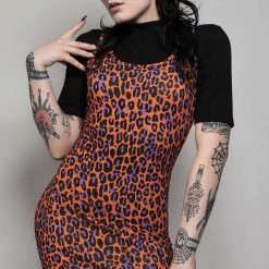 What's New SOURPUSS ORANGE LEOPARD TANK DRESS