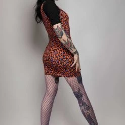 What's New SOURPUSS ORANGE LEOPARD TANK DRESS