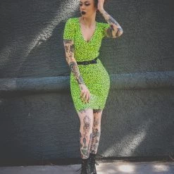 SOURPUSS NEON YELLOW LEOPARD SUZIE TOP