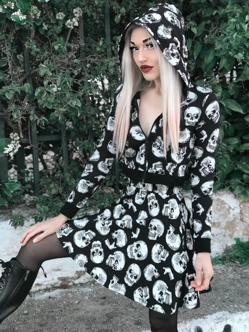 SOURPUSS SKULL DUGGERY SKATER SKIRT