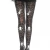 None Accessories BLACK & WHITE SPIDERWEB PRINT TIGHTS