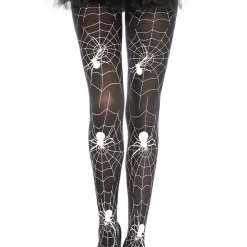 None Accessories BLACK & WHITE SPIDERWEB PRINT TIGHTS