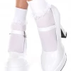 None ANKLE HIGH RUFFLE TRIM SOCKS WHITE Accessories