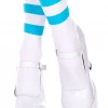 None Neon Dreams ATHLETIC STRIPE CREW SOCKS WHITE/NEON BLUE