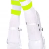 None ATHLETIC STRIPE CREW SOCKS WHITE/NEON GREEN Neon Dreams