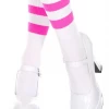 None Neon Dreams ATHLETIC STRIPE CREW SOCKS WHITE/NEON PINK