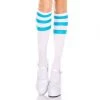 None ATHLETIC STRIPE KNEE HIGH SOCKS WHITE/NEON BLUE Neon Dreams