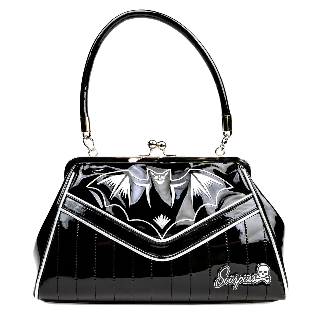 Shop Sourpuss SOURPUSS NOKTURNAL BAT SILVER KISSLOCK PURSE