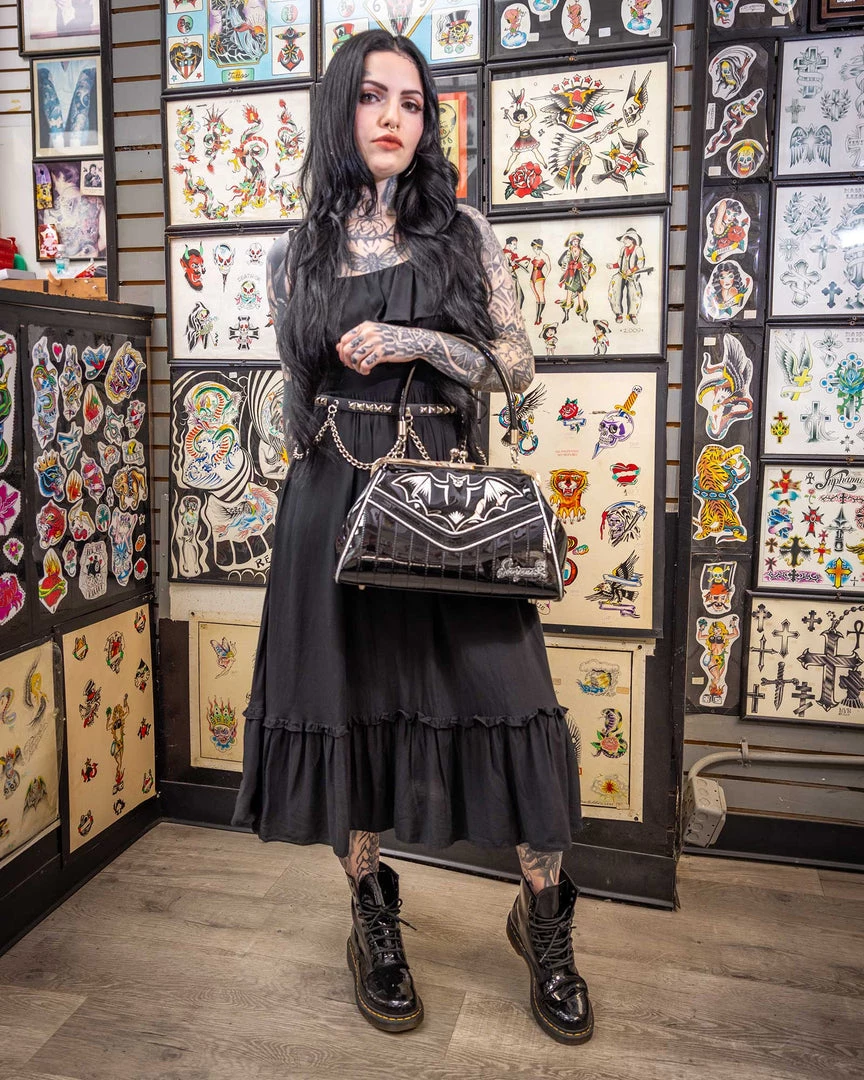 Shop Sourpuss SOURPUSS NOKTURNAL BAT SILVER KISSLOCK PURSE