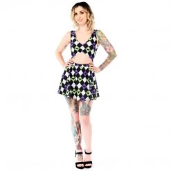 SOURPUSS BAT ARGYLE SWIM SKIRT