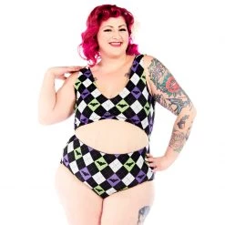 What's New SOURPUSS BAT ARGYLE MONOKINI