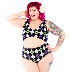 What's New SOURPUSS BAT ARGYLE MONOKINI