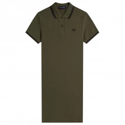 FRED PERRY GIRLS TWIN TIPPED POLO DRESS MILITARY GREEN Apparel