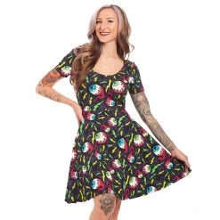 Neon Dreams SOURPUSS ELECTRIC EYEBALLS SKATER DRESS