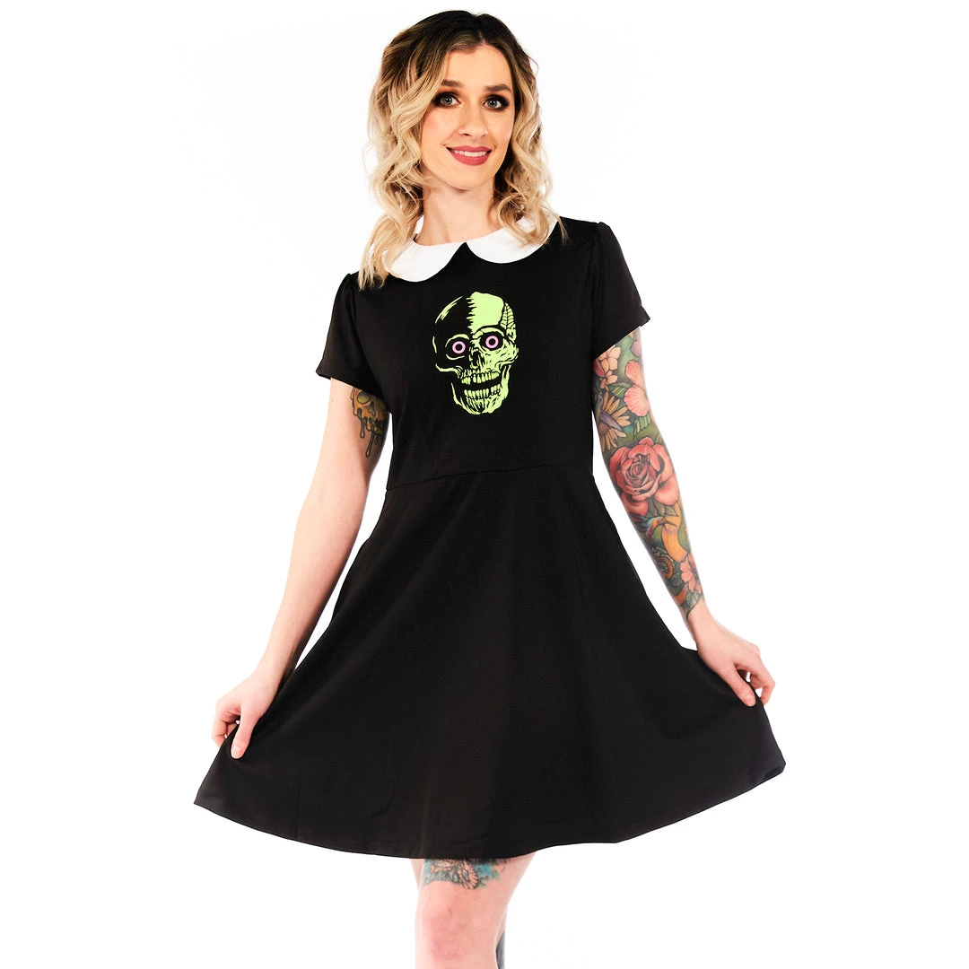 Neon Dreams GHOUL TROUBLE ROUND COLLAR SKULL DRESS