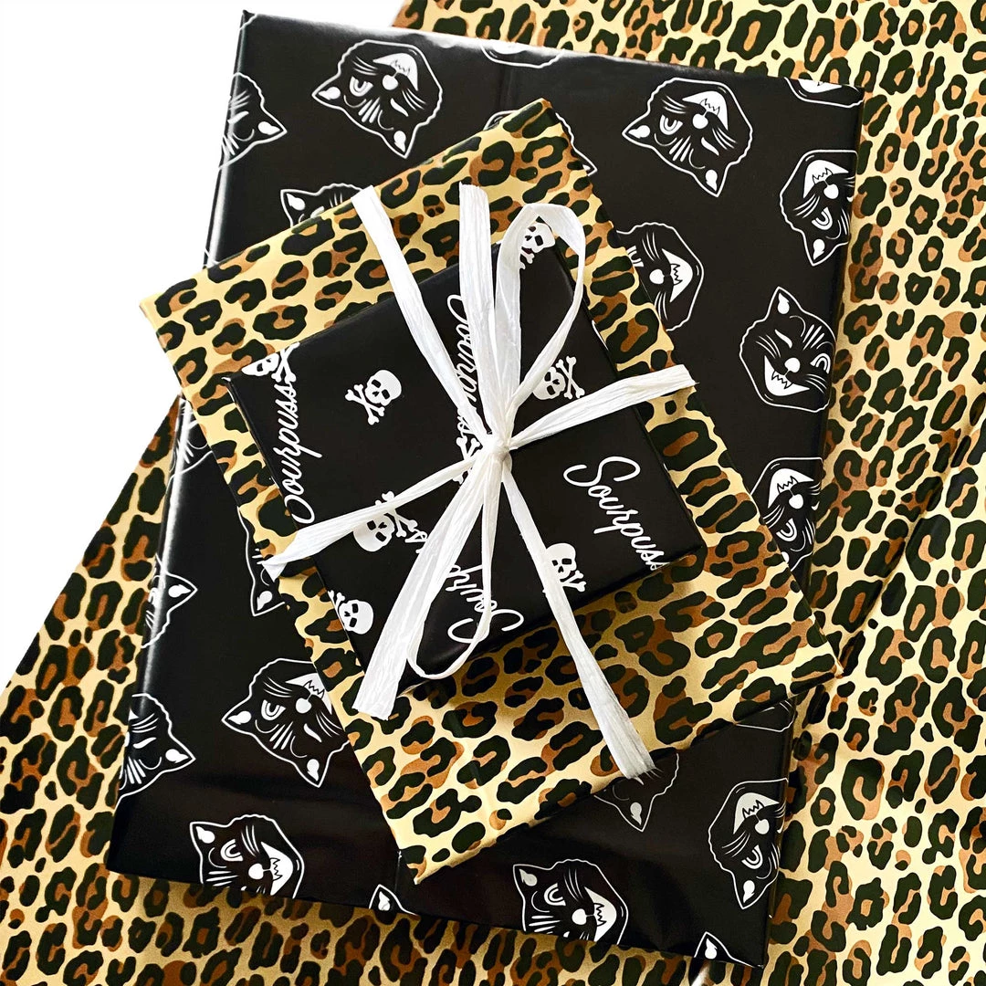 Shop Sourpuss SOURPUSS GIFT WRAP SET SOURPUSS LOGO/LEOPARD