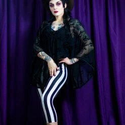 SOURPUSS STRIPED KNIT CAPRIS BLK/WHT What's New