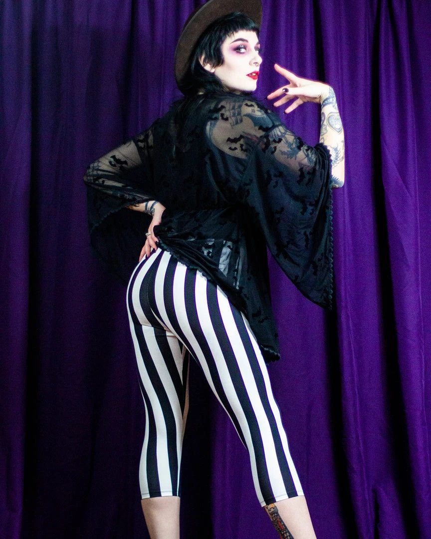 SOURPUSS STRIPED KNIT CAPRIS BLK/WHT What's New