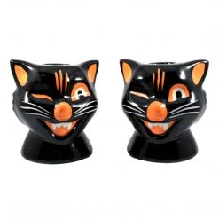 Haunted Homewares SOURPUSS BLACK CAT CANDLE HOLDERS