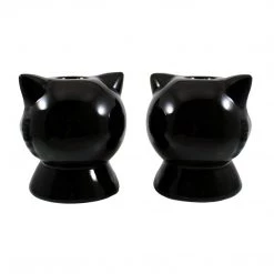 Haunted Homewares SOURPUSS BLACK CAT CANDLE HOLDERS