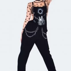 JAWBREAKER WOLF PRINT OVERSIZED OVERALLS Apparel