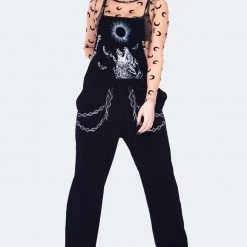 JAWBREAKER WOLF PRINT OVERSIZED OVERALLS Apparel