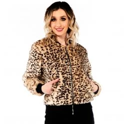 SOURPUSS LEOPARD FUR BOMBER JACKET TAN Shop Sourpuss