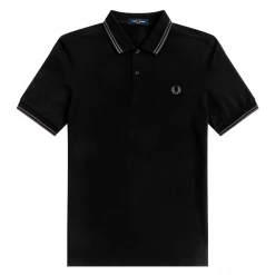 What's New FRED PERRY TWIN TIPPED POLO SHIRT BLK/GUNMETAL