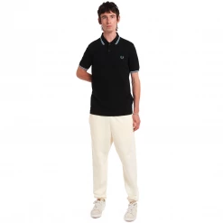 Apparel FRED PERRY TWIN TIPPED POLO SHIRT BLK/WHT/SKY