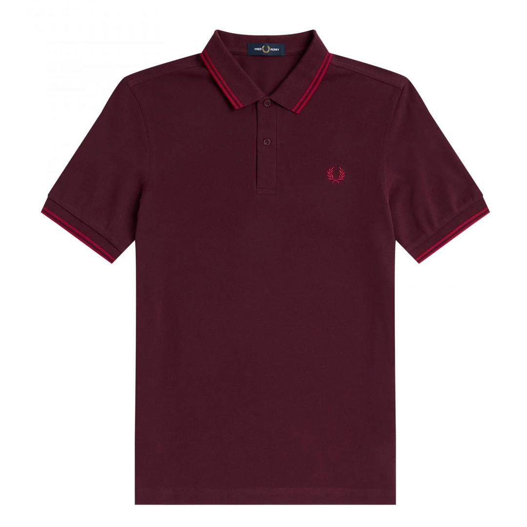 What's New FRED PERRY TWIN TIPPED POLO SHIRT MAHOGANY/CLARET