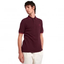 What's New FRED PERRY TWIN TIPPED POLO SHIRT MAHOGANY/CLARET