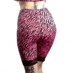 SOURPUSS HI WAIST PIZZAZZ SHORTS PINK ZEBRA Neon Dreams