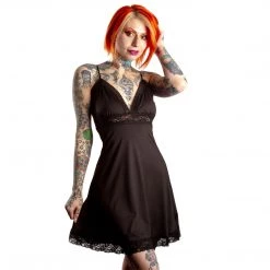 SOURPUSS PIZZAZZ SLIP DRESS BLACK