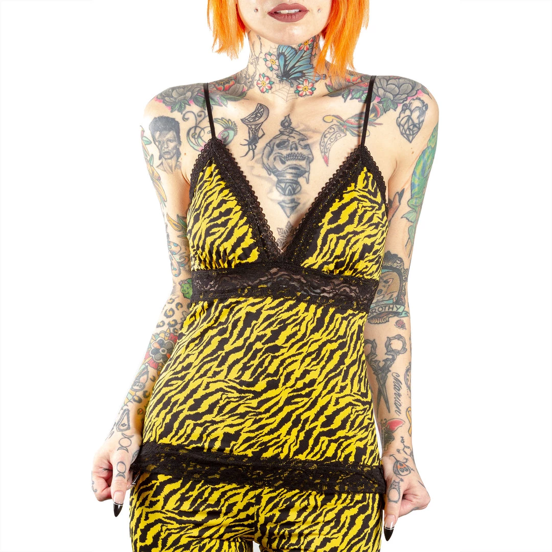 SOURPUSS PIZZAZZ CAMI TANKTOP YELLOW ZEBRA Neon Dreams