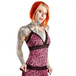 Neon Dreams SOURPUSS PIZZAZZ CAMI TANKTOP PINK ZEBRA