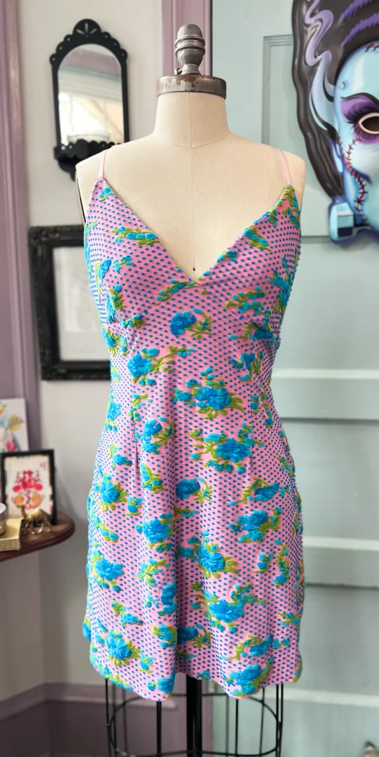 WAX POETIC LYDIA FLORAL TUFTED KNIT SLIP DRESS