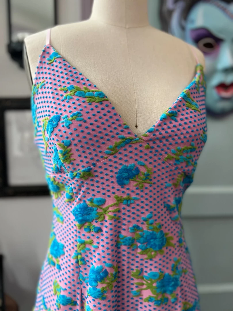 WAX POETIC LYDIA FLORAL TUFTED KNIT SLIP DRESS