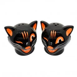 Haunted Homewares SOURPUSS BLACK CAT SALT & PEPPER SHAKERS
