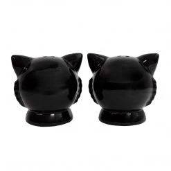 Haunted Homewares SOURPUSS BLACK CAT SALT & PEPPER SHAKERS