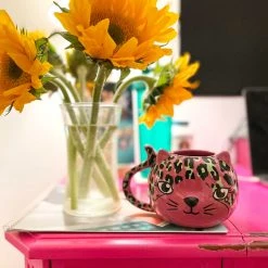 SOURPUSS PINK LEOPARD CAT MUG