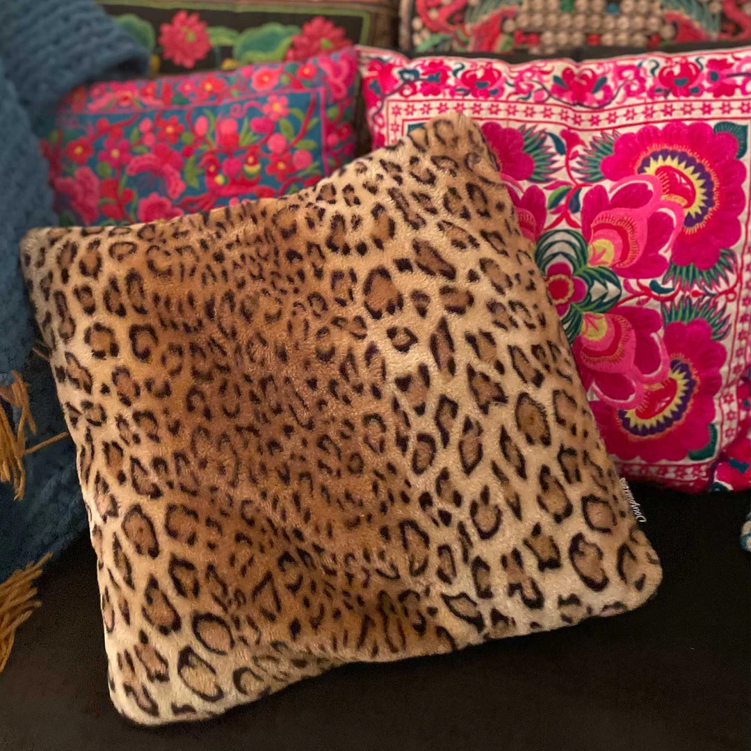 SOURPUSS VELVET LEOPARD SQUARE PILLOW