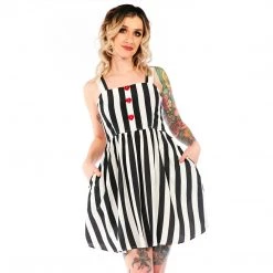 SOURPUSS STRIPES BLACK/WHITE GAUZY DRESS What's New